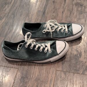 Converse All Star Green Velvet Canvas Sneakers Size 10